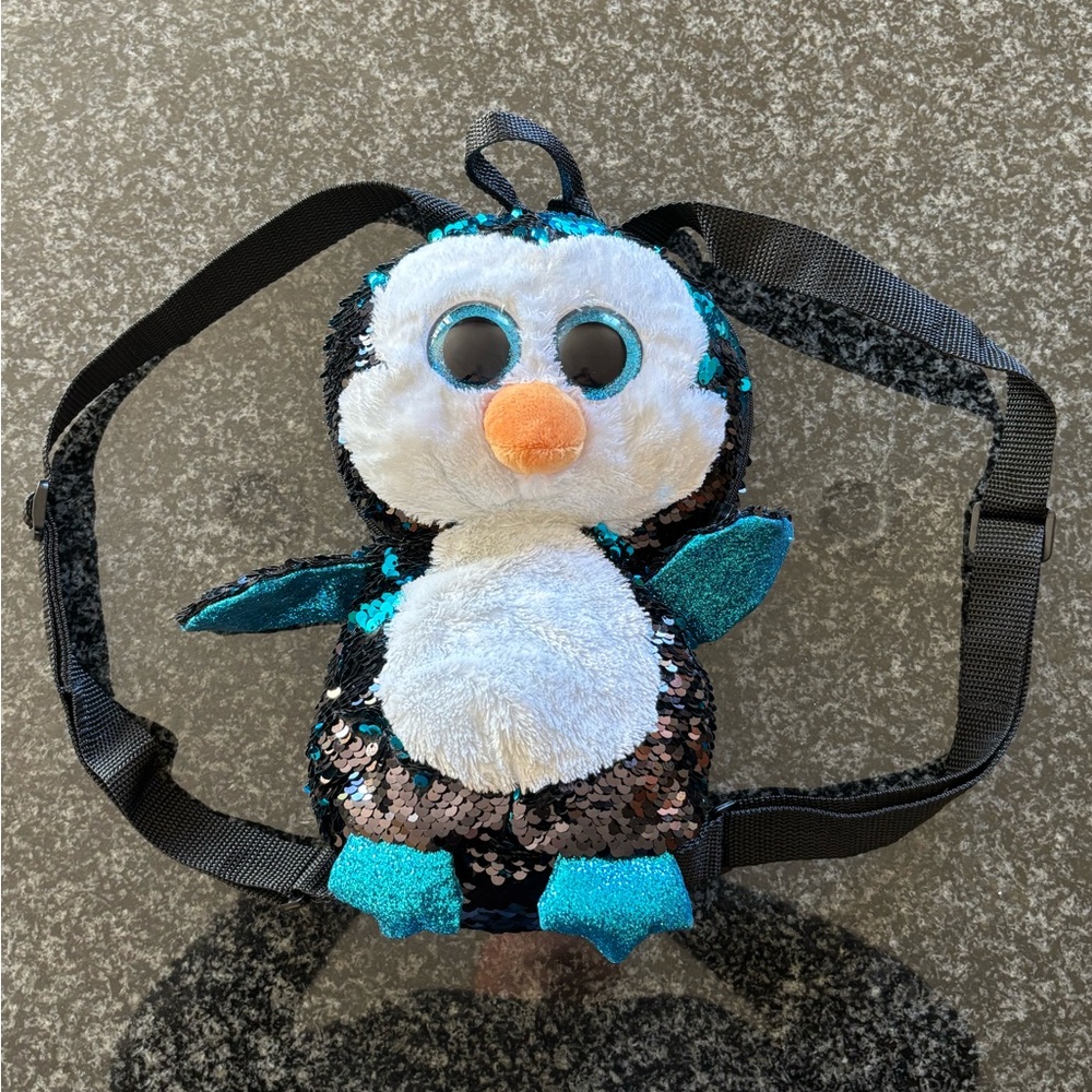 EUC TY Beanie Boo Penguin backpack purse - Picture 1 of 11